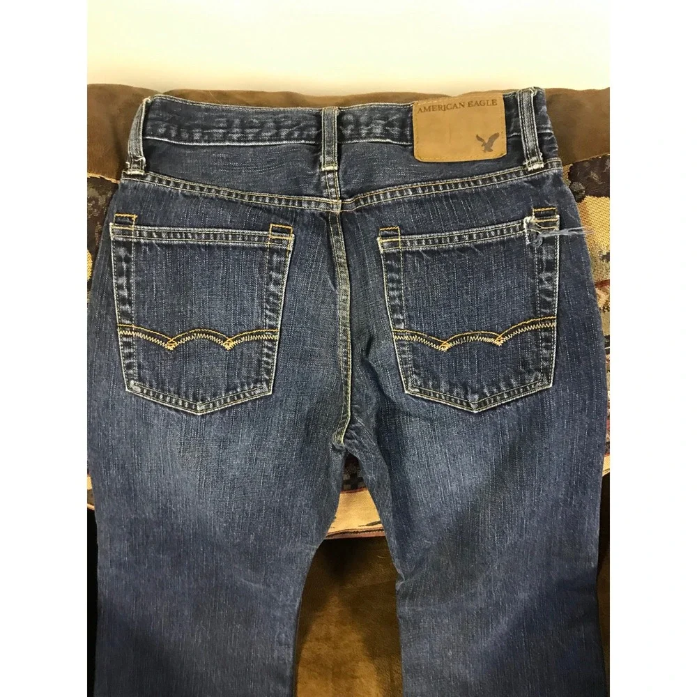 American Eagle Boys Bootcut Jeans Dark Wash‎ Blue Denim 26x28 100% Cotton